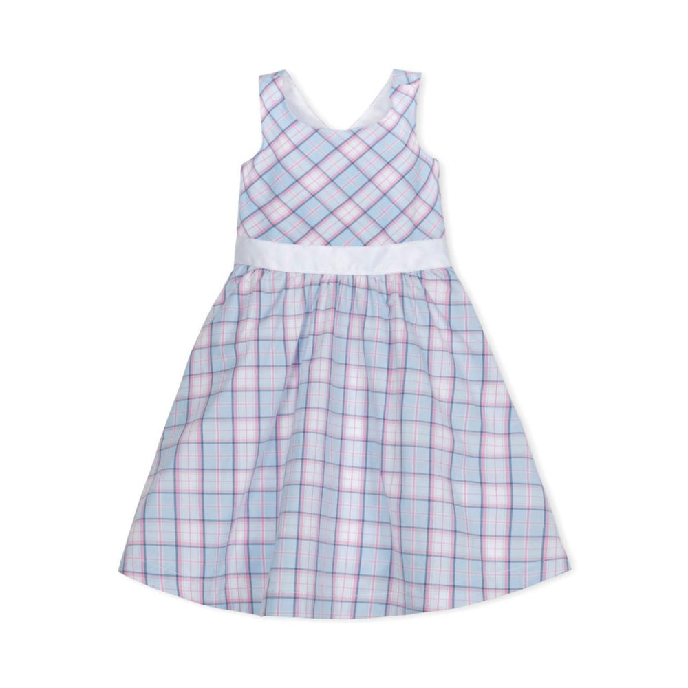 Organic Cross Back Party Dress - English Blue Plaid - Dresses