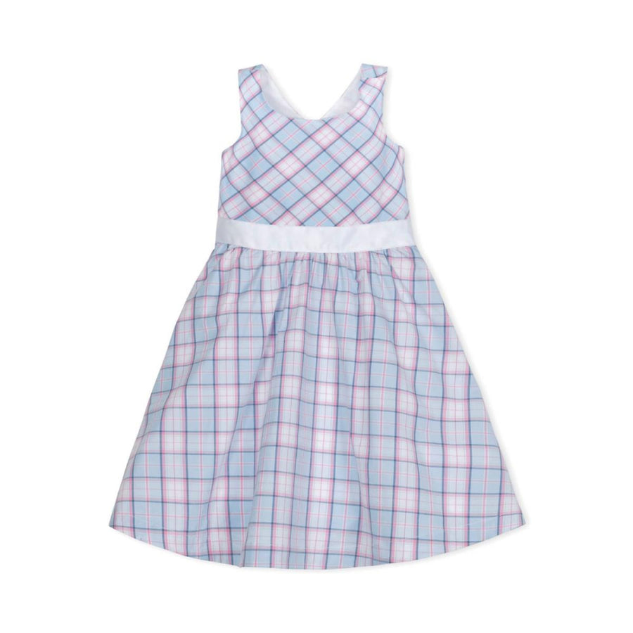 Organic Cross Back Party Dress - English Blue Plaid - Dresses