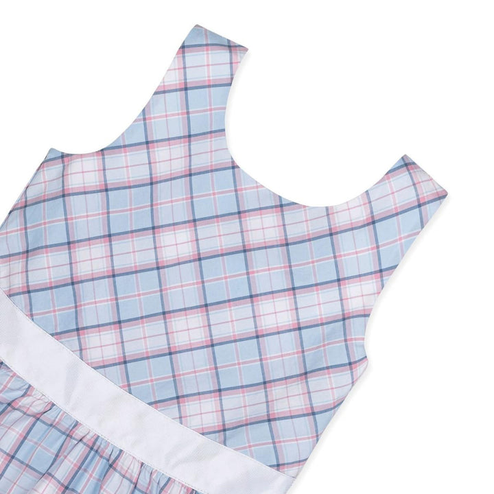 Organic Cross Back Party Dress - English Blue Plaid - Dresses