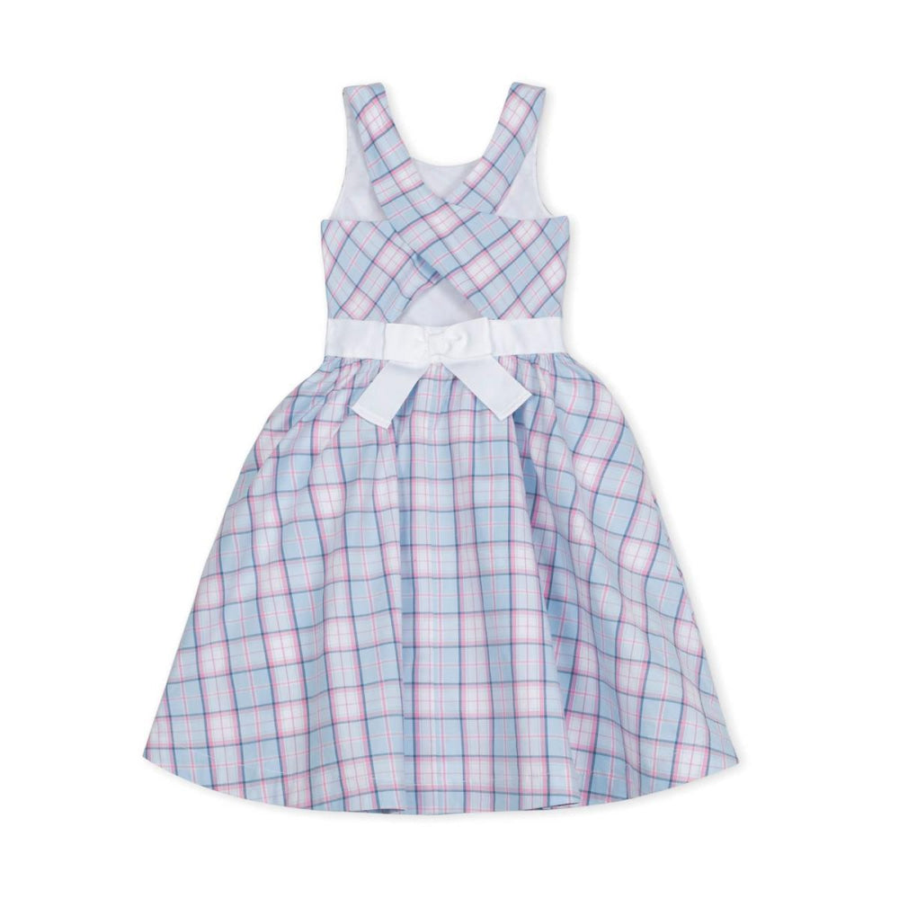Organic Cross Back Party Dress - English Blue Plaid - Dresses