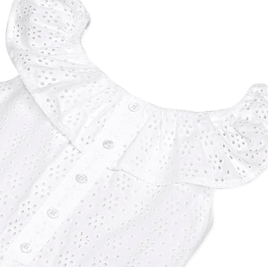 Organic Eyelet Ruffle Romper - White Eyelet - Romper