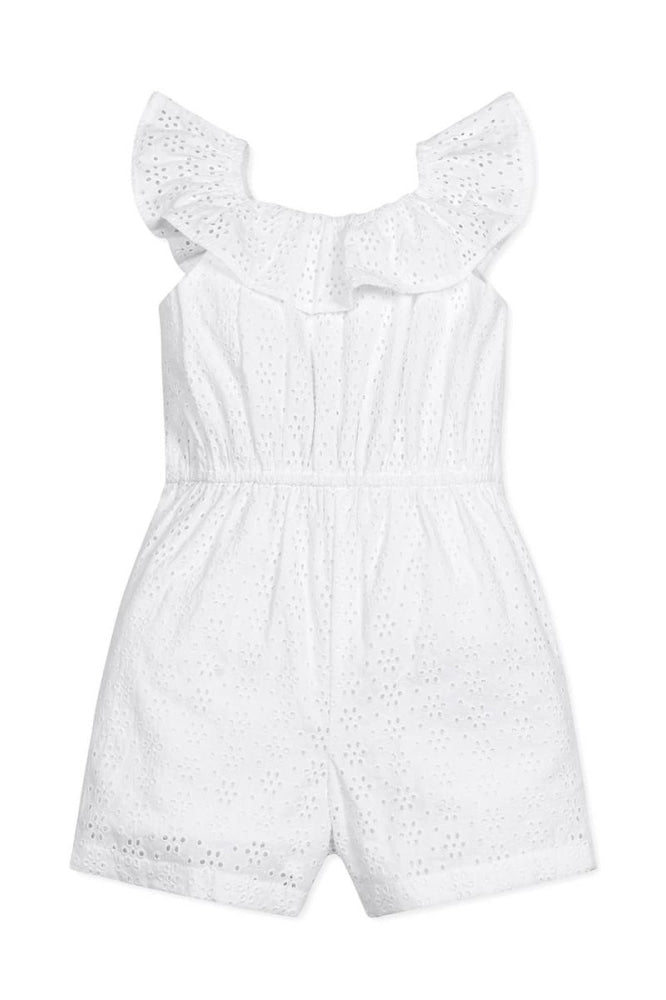 Organic Eyelet Ruffle Romper - White Eyelet - Romper