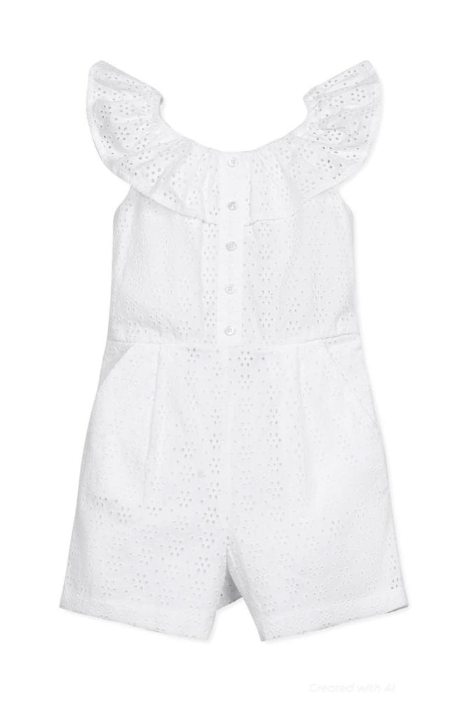 Organic Eyelet Ruffle Romper - White Eyelet - Romper