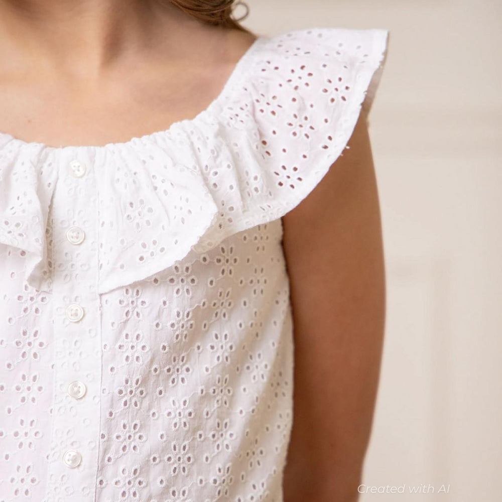 Organic Eyelet Ruffle Romper - White Eyelet - Romper