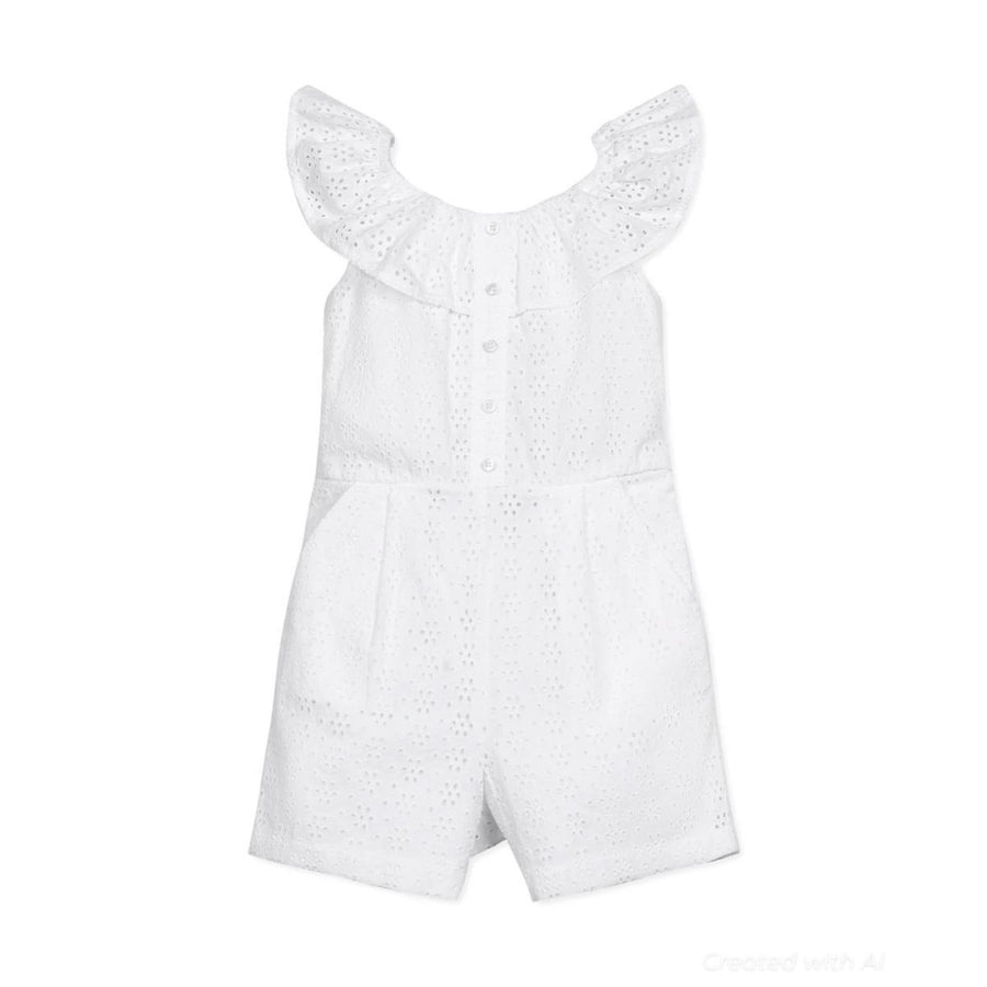 Organic Eyelet Ruffle Romper - White Eyelet - Romper