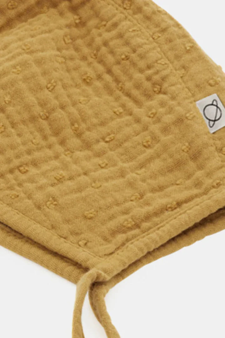 Organic gauze baby bonnet - Mustard - XXS (3-9m) - Bonnet