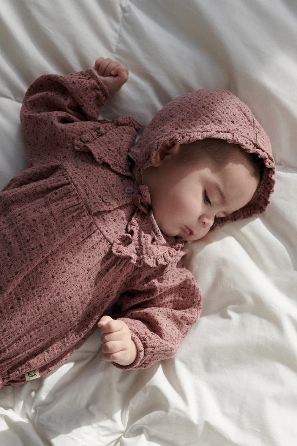 Organic gauze baby bonnet - Pink - Bonnet