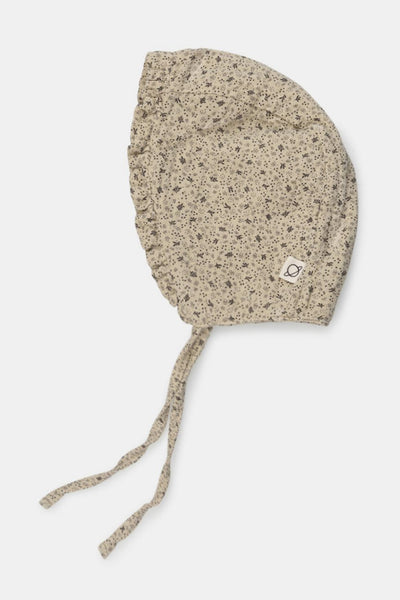 Organic gauze baby bonnet - Stone Floral - XXS (3-9m) - Bonnet