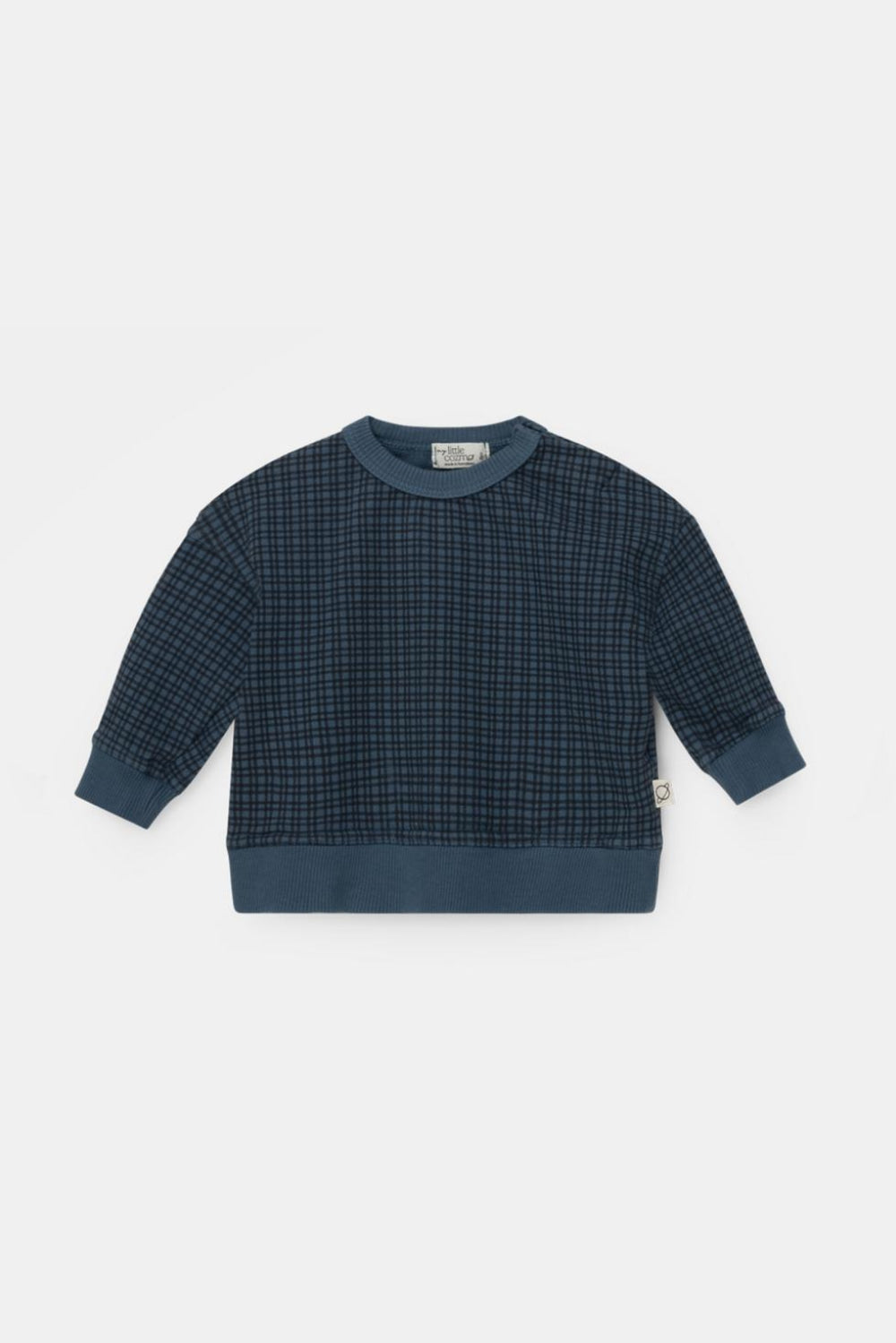 Organic gingham baby sweatshirt - Blue - Crewneck Sweatshirt
