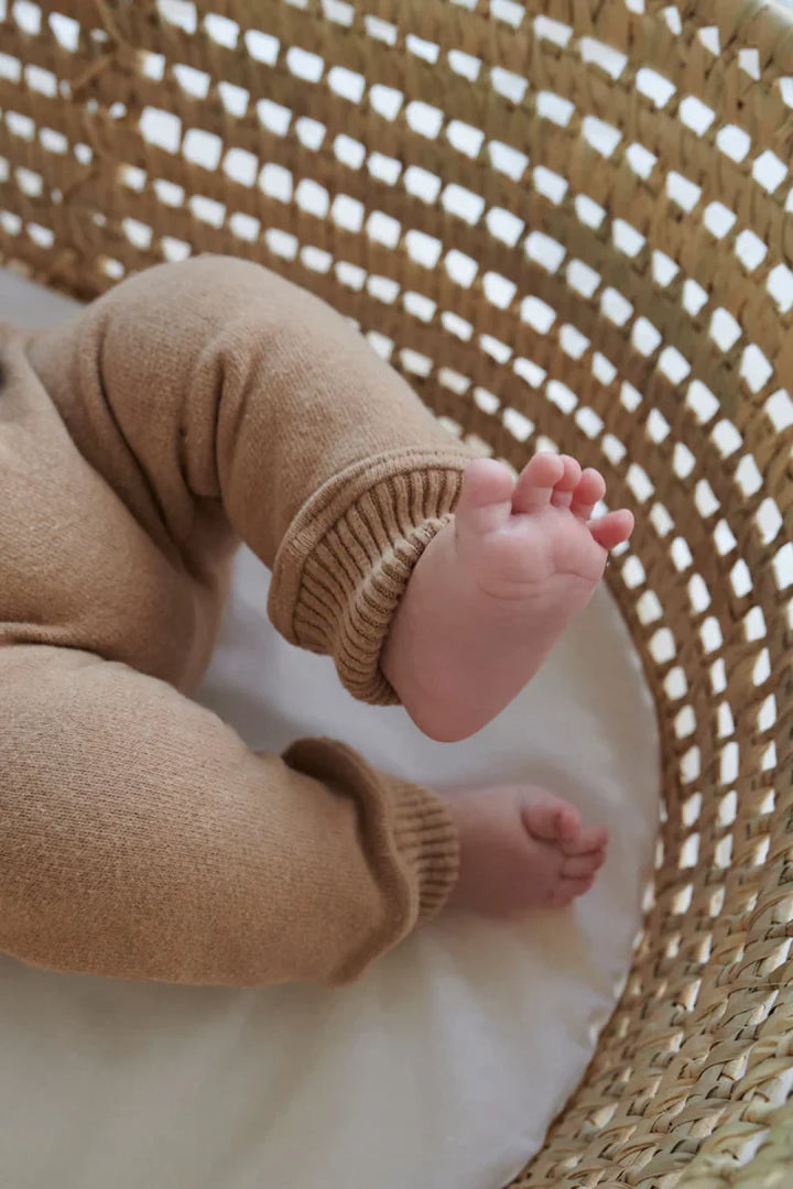 Organic knit baby pants - Camel - Pants
