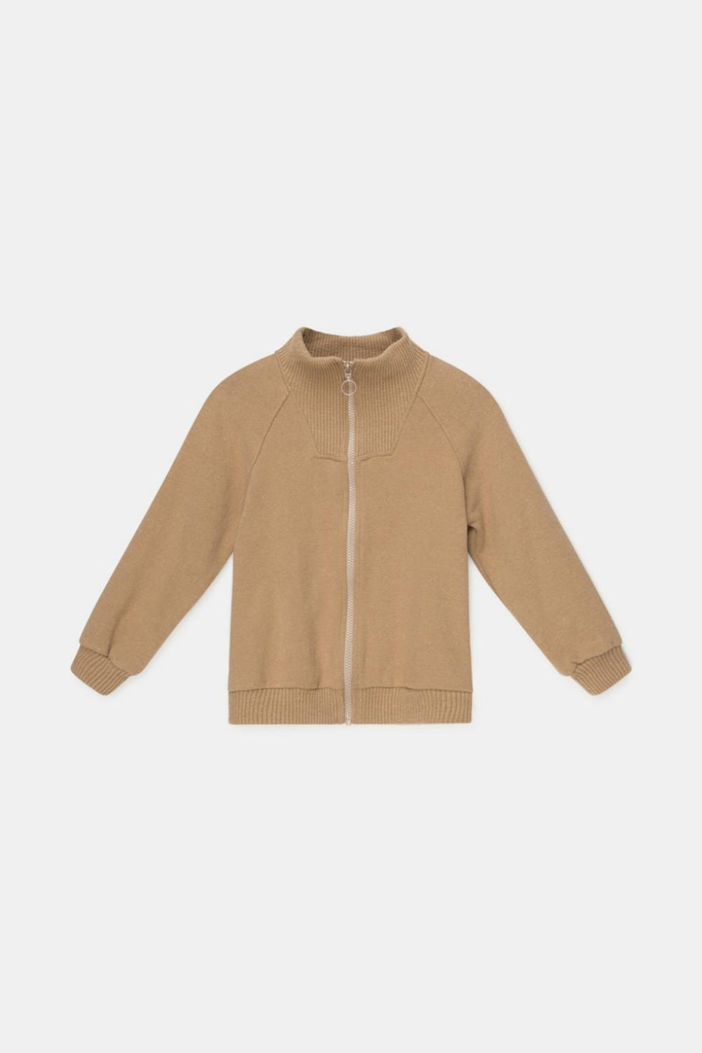 Organic knit jacket - Camel - Zip-up Sweatshirt