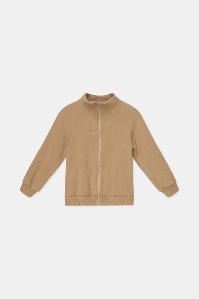Organic knit jacket - Camel - Zip-up Sweatshirt