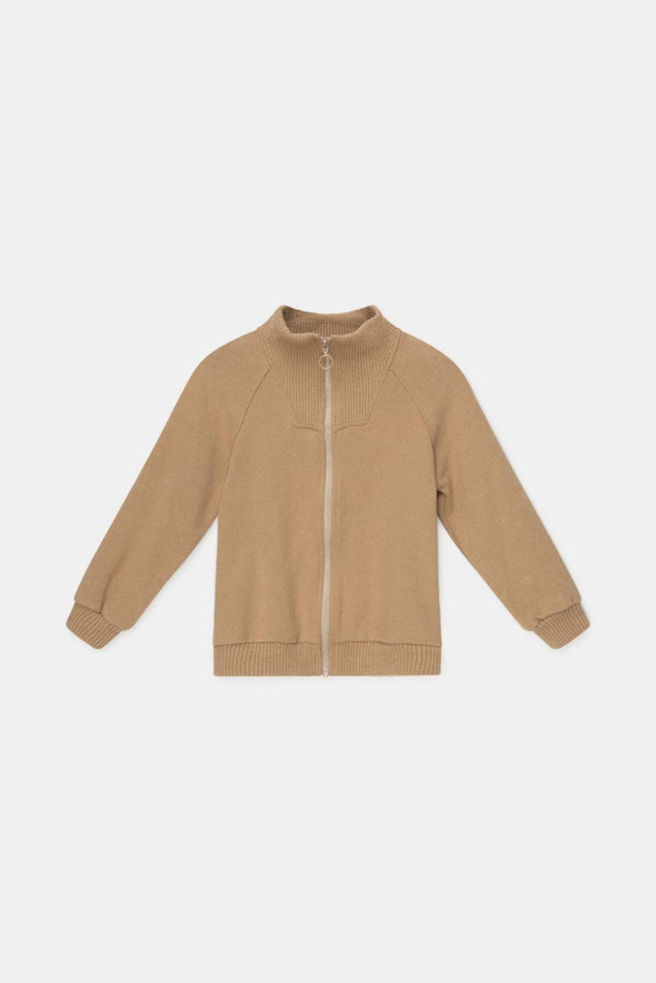Organic knit jacket - Camel - Zip-up Sweatshirt