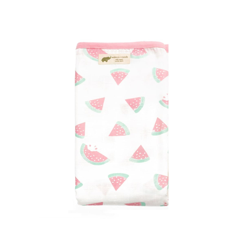 Organic Muslin Swaddle - Watermelon Dreams - One Size - Swaddle