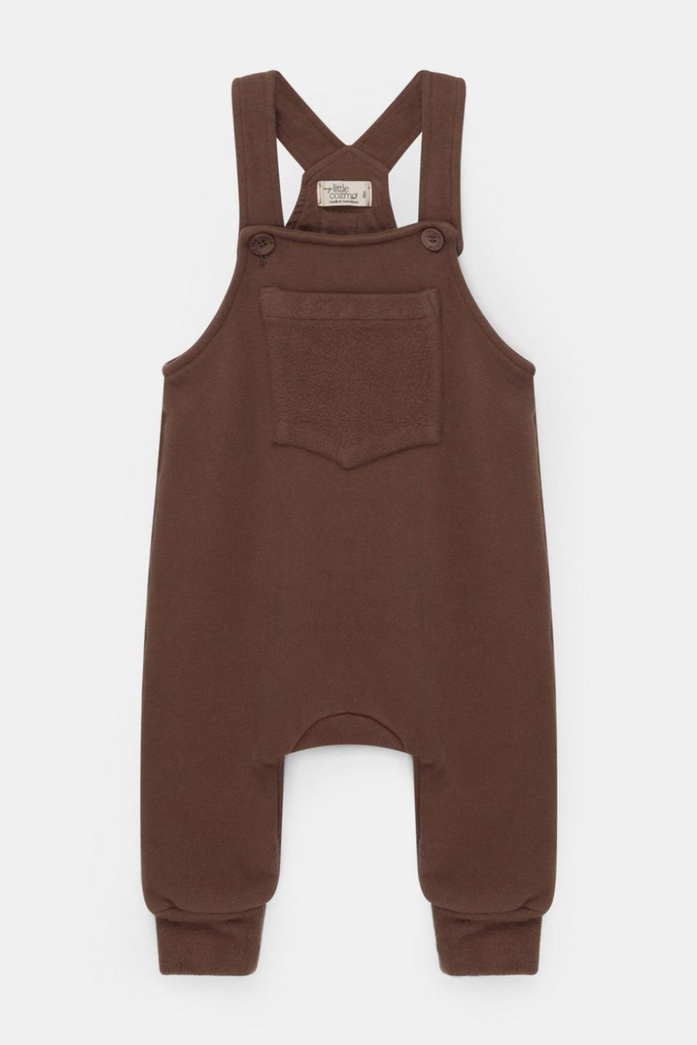 Organic plush baby overalls - Brown - 6M - Overalls