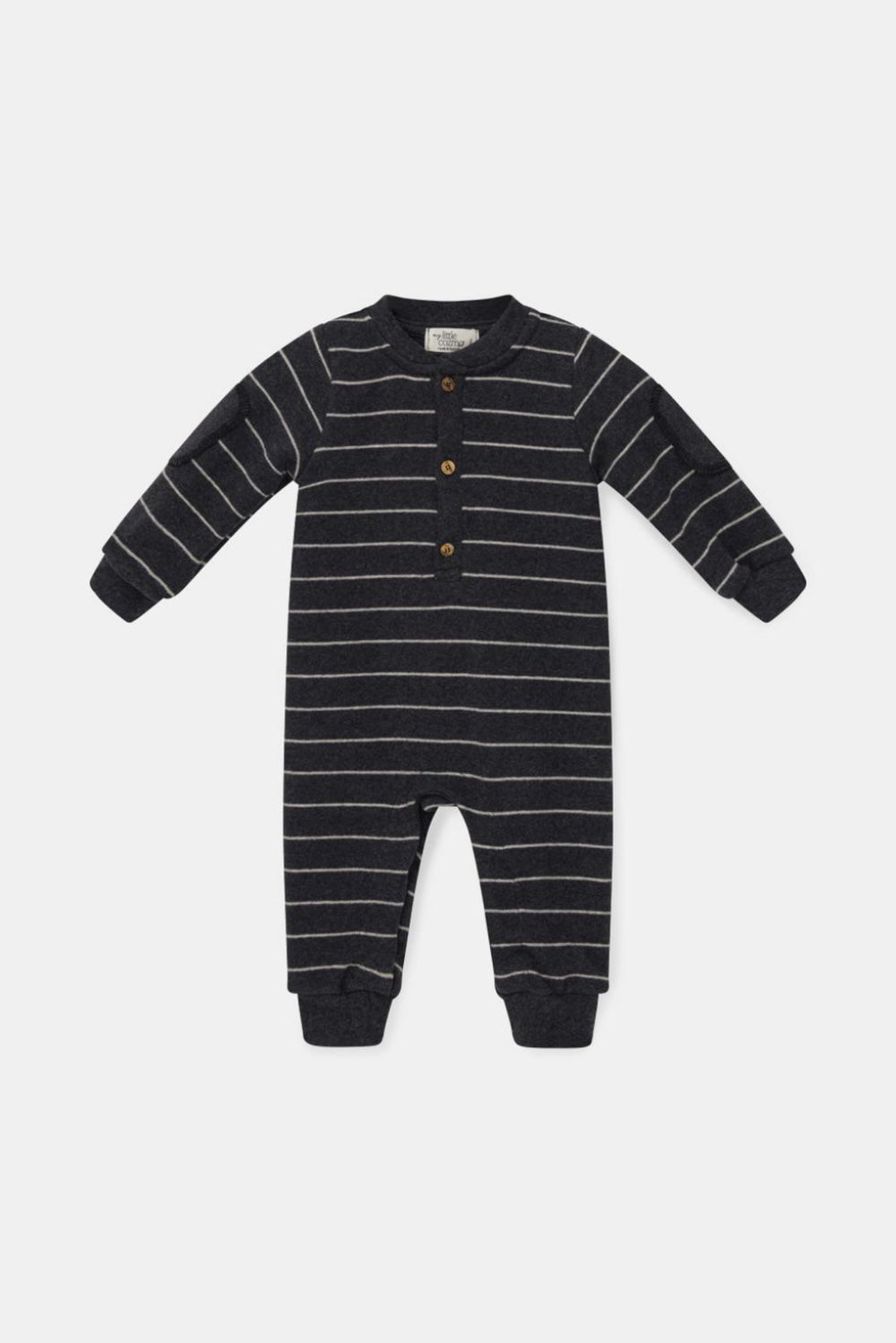 Organic recycled stripes baby jumpsuit - Dark grey - Onesie