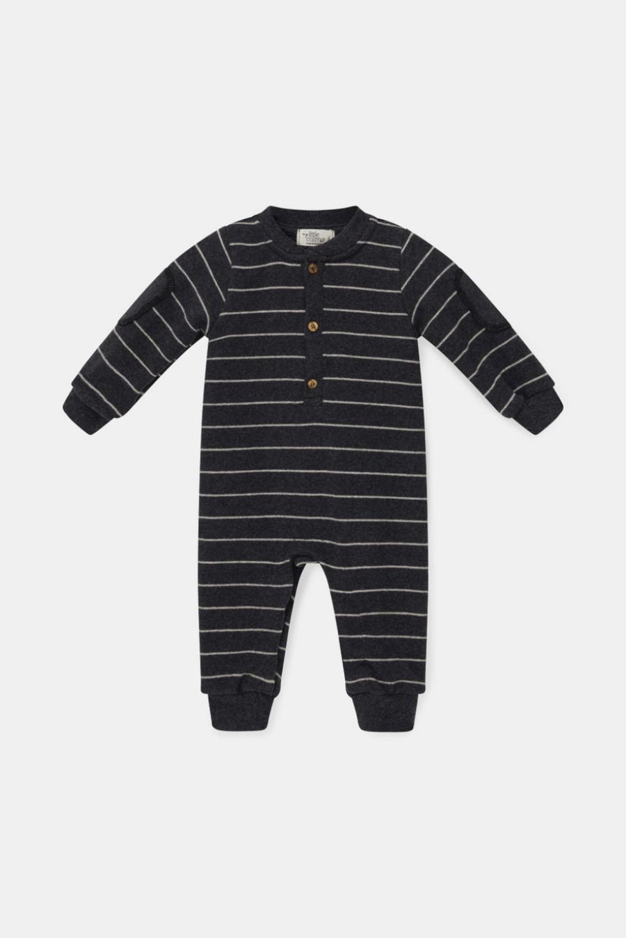 Organic recycled stripes baby jumpsuit - Dark grey - Onesie