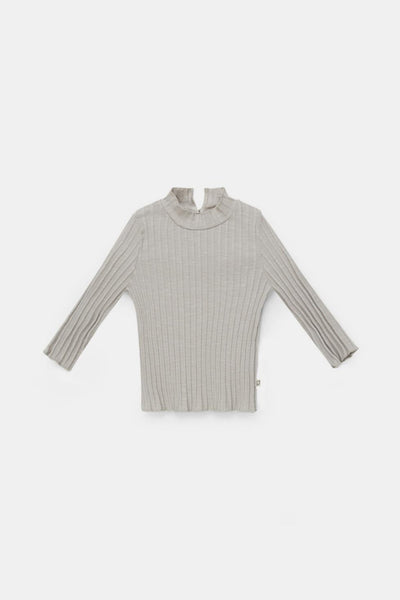 Organic rib baby mockneck t-shirt - Light grey - Mockneck