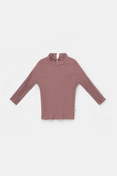 Organic rib baby mockneck t-shirt - Pink - mockneck - baby