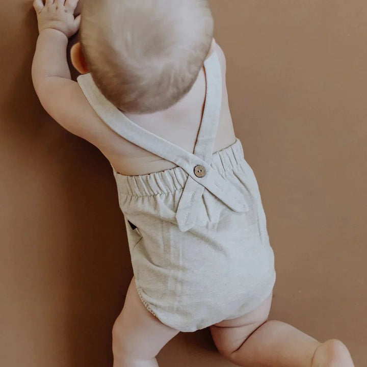 Organic Strap Romper - Oatmeal Melange One Pieces Kid Wild 