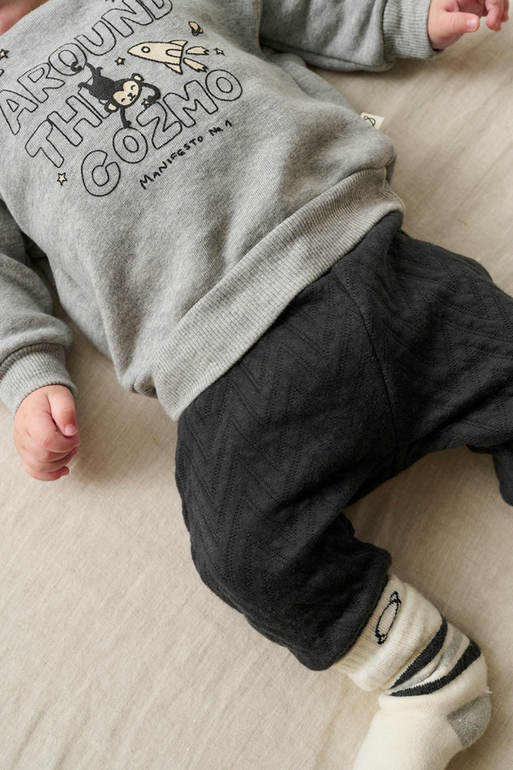 Organic Stripe Melange Baby Socks - Dark Grey-Melange - 18/19 - Socks