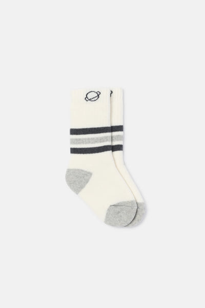 Organic Stripe Melange Baby Socks - Dark Grey-Melange - 18/19 - Socks