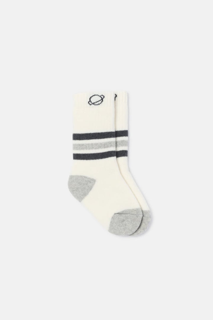 Organic Stripe Melange Baby Socks - Dark Grey-Melange - 18/19 - Socks