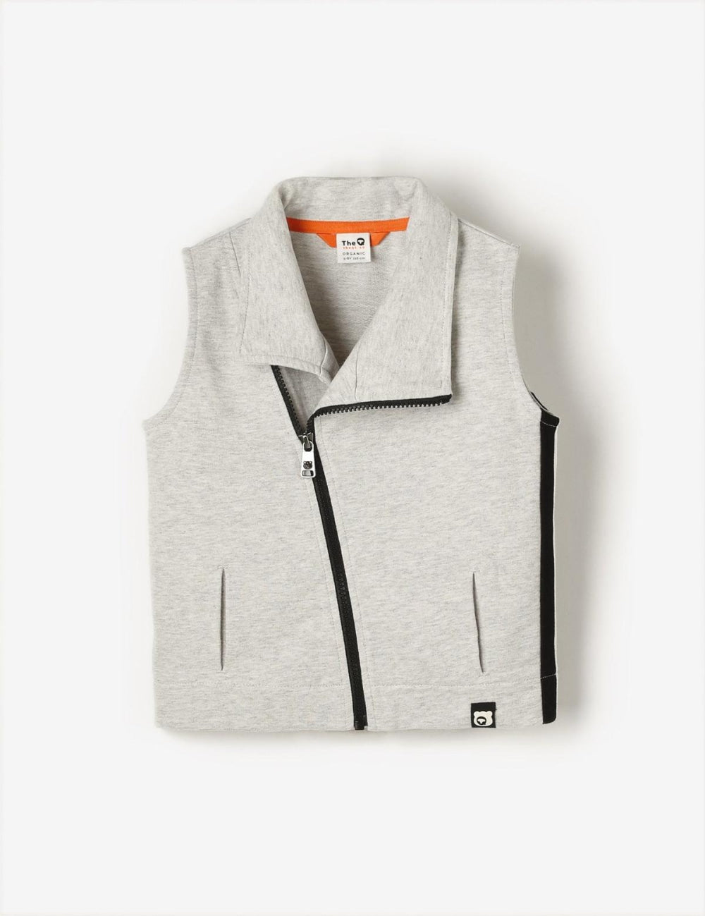 Organic Terry Zip-Up Vest - Grey Marl - Vest