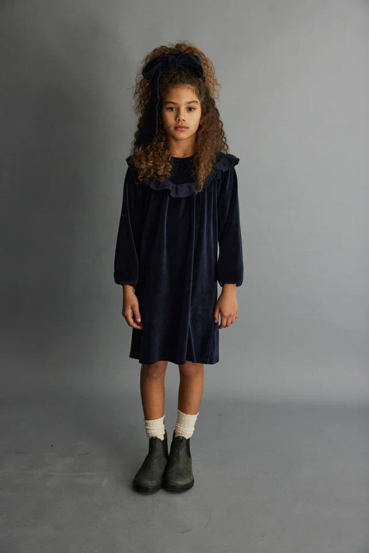 Organic velour dress - Navy - Dresses