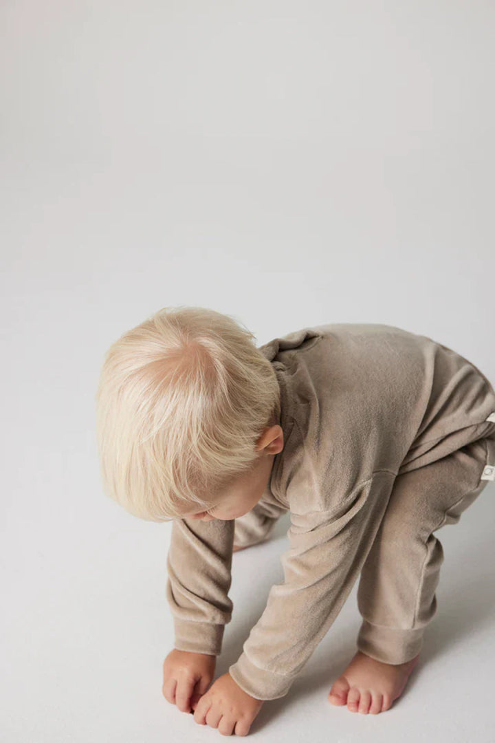 Organic velour sweatshirt - Stone - Sweatshirt
