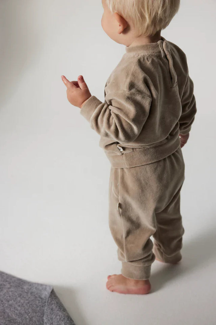 Organic velour sweatshirt - Stone - Sweatshirt