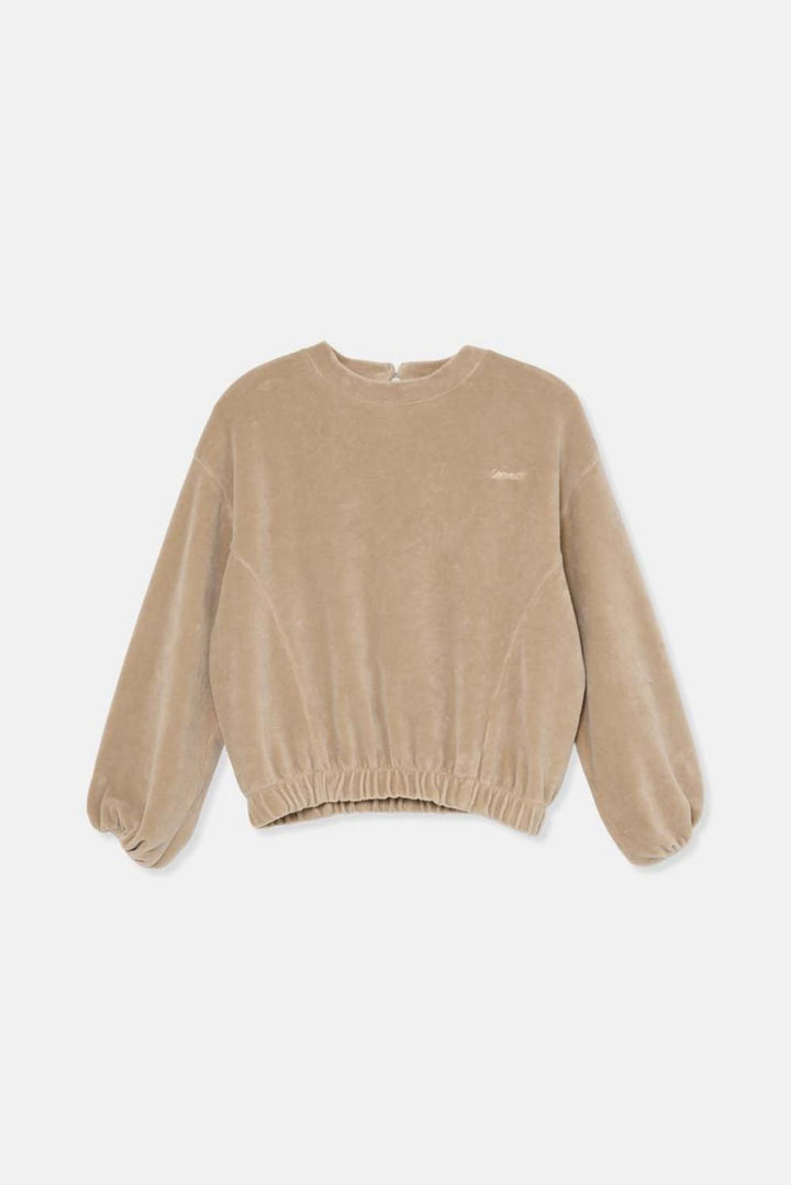 Organic velour sweatshirt - Stone - Sweatshirt