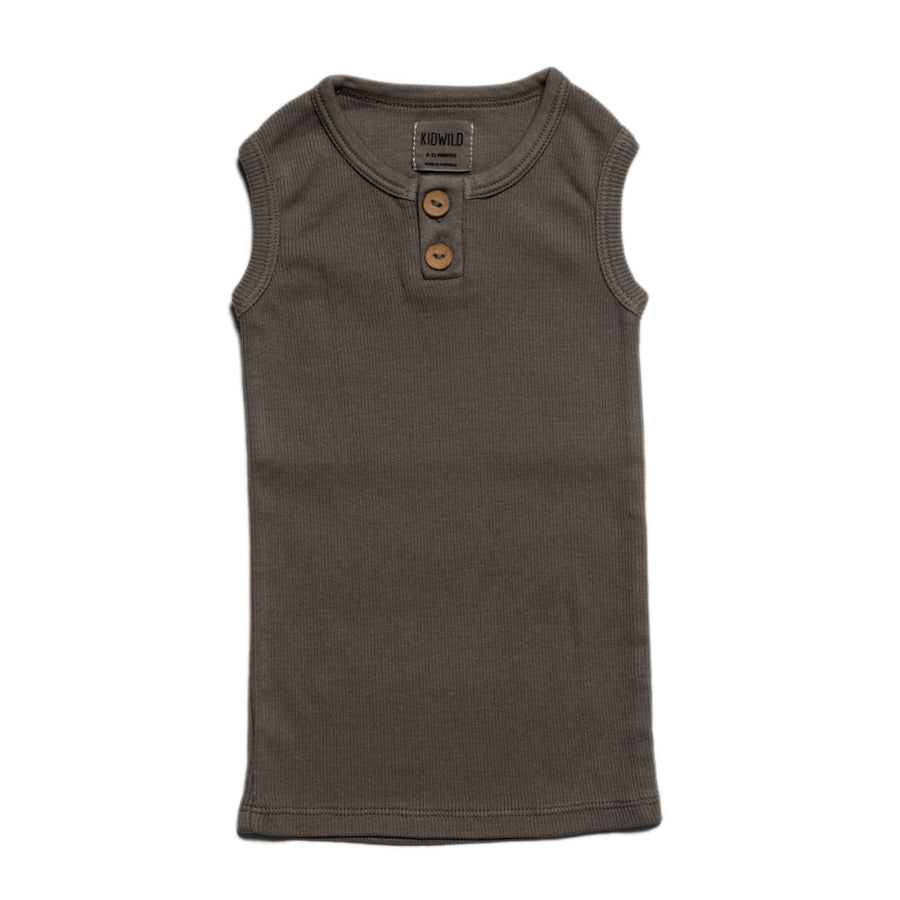Organic Vintage Henley Tank - Slate - Tank Top