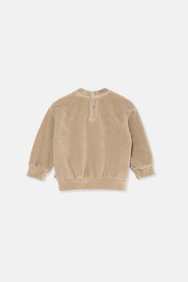 Organic velour sweatshirt - Stone
