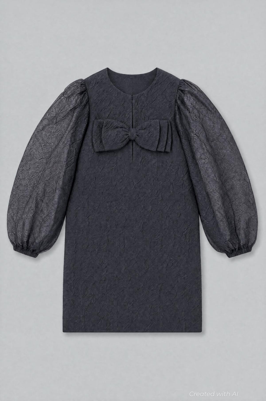 Organza Bow Mini Dress - Black - Dresses
