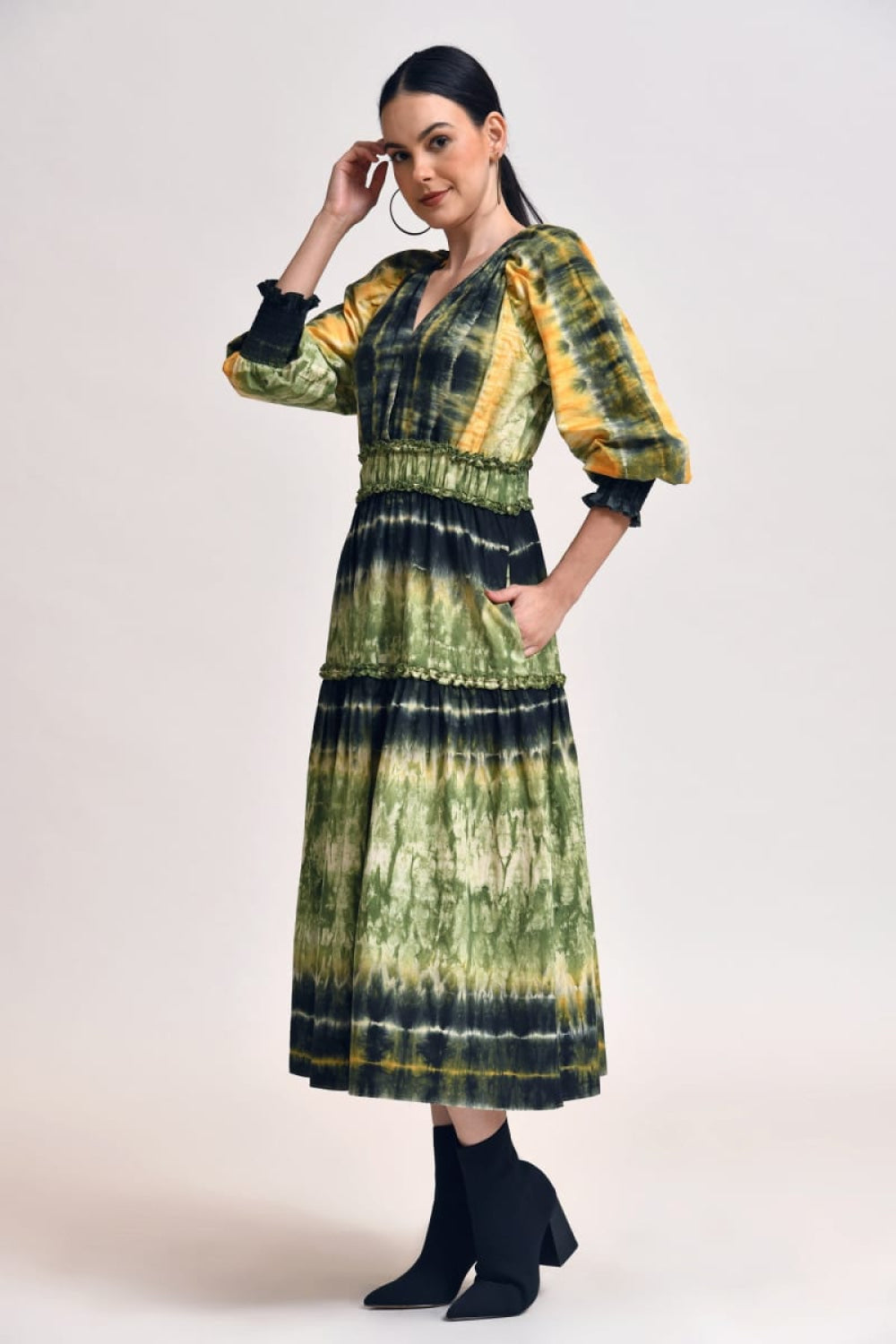 Oria Midi Dress - Olive - Dresses