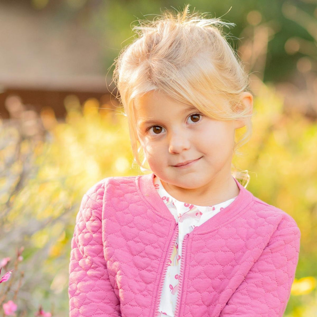 French Terry Hearts Jacket - Dusty Rose