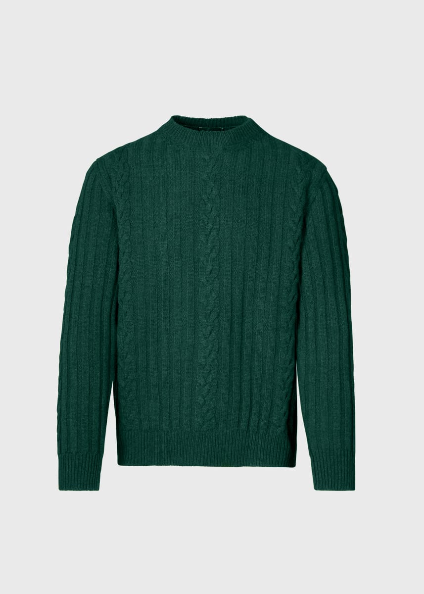 Wool Cable And Rib Crewneck Sweater - Green