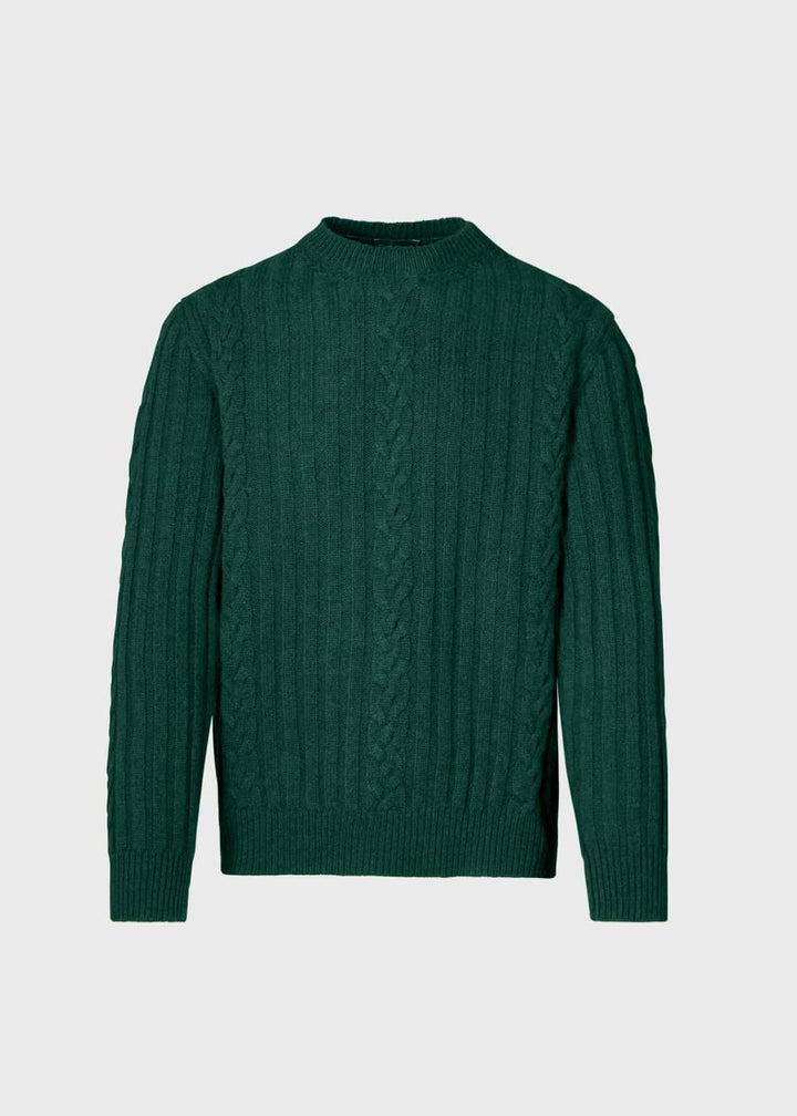 Wool Cable And Rib Crewneck Sweater - Green
