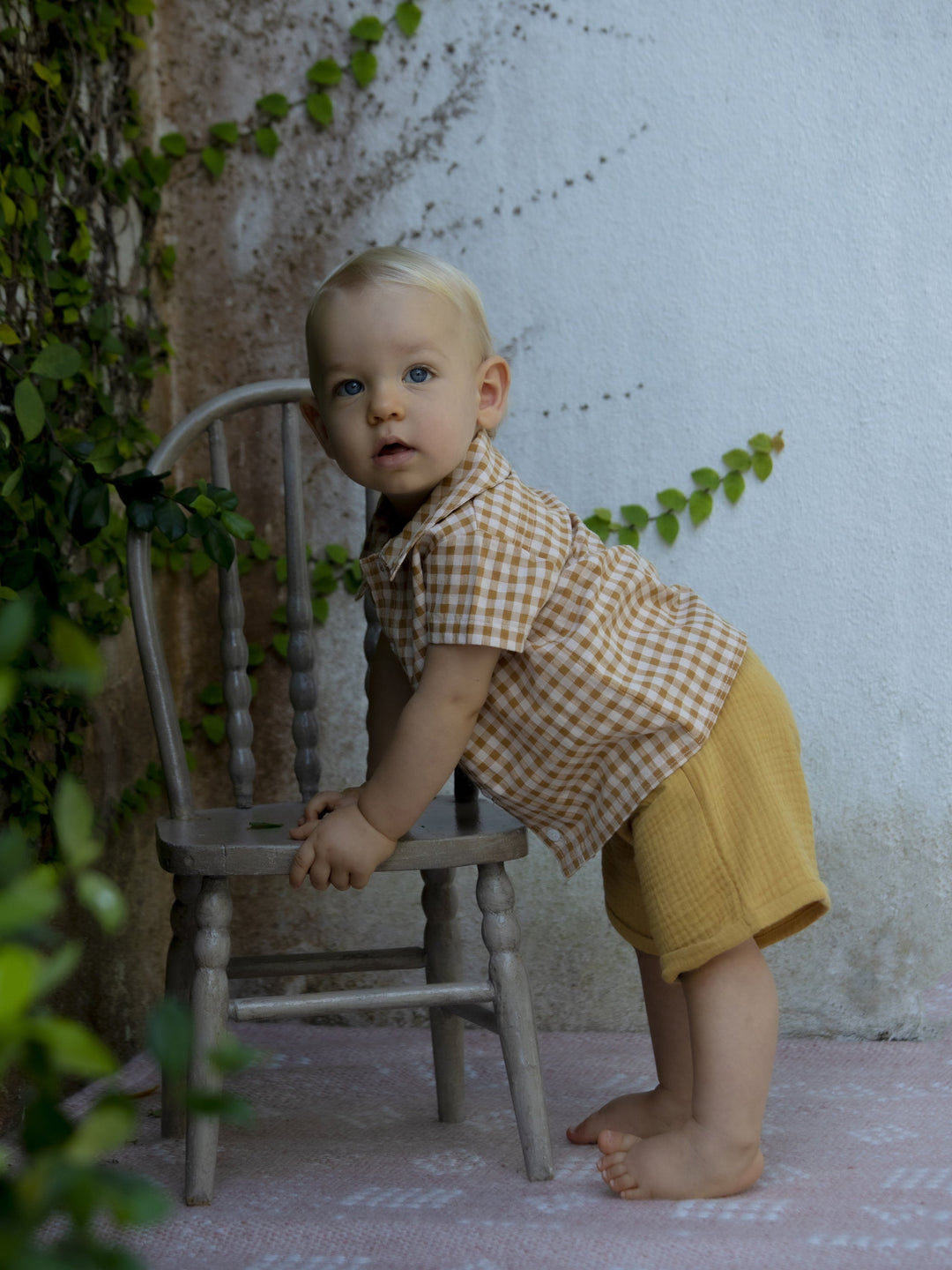 Baby Manu Shirt - Caramel Gingham