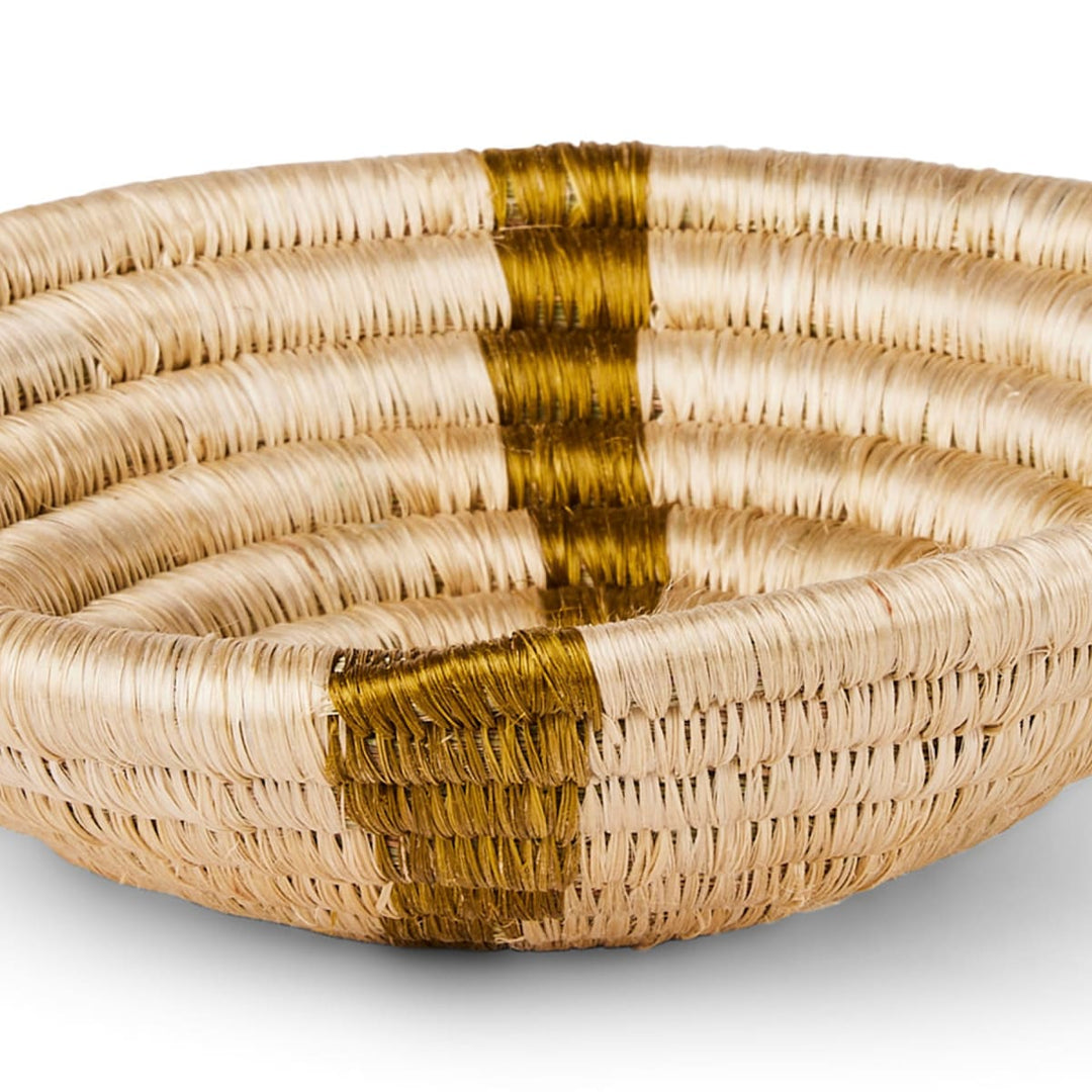 6" Small Striped Olive Round Basket