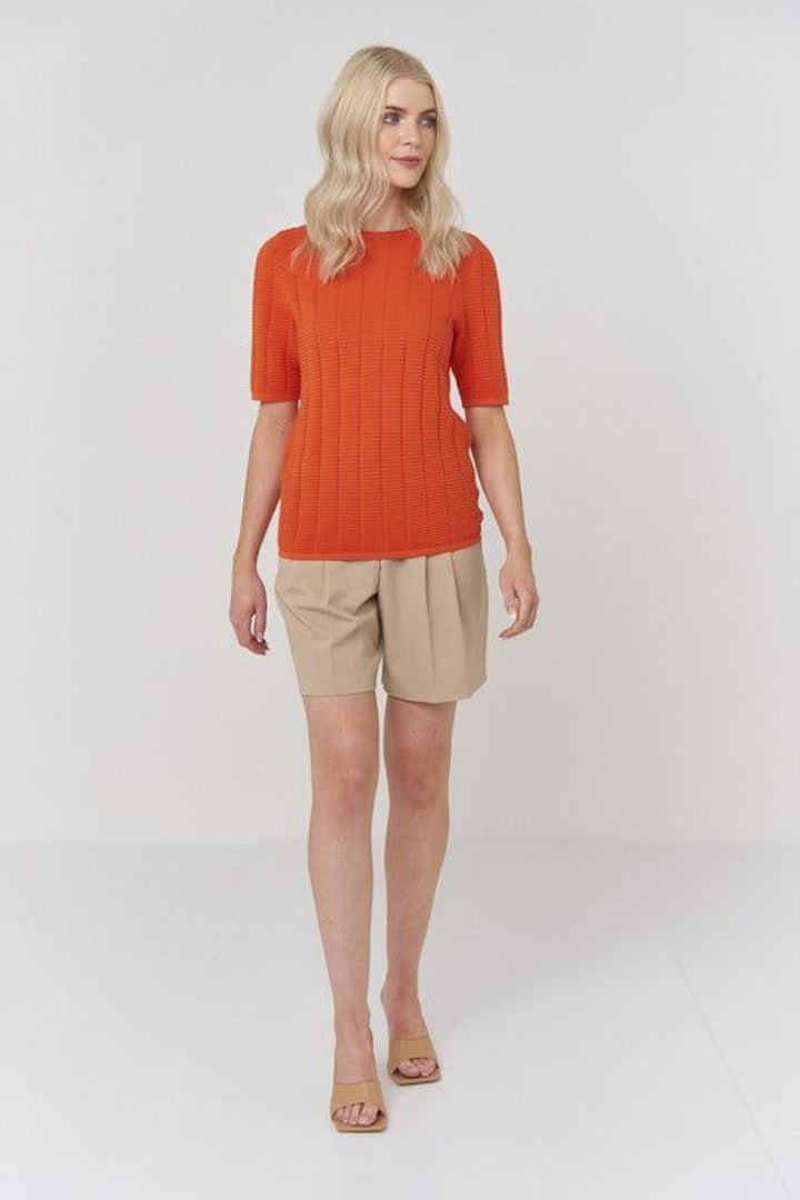 Ottoman Rib Tee - Papaya - T-shirt