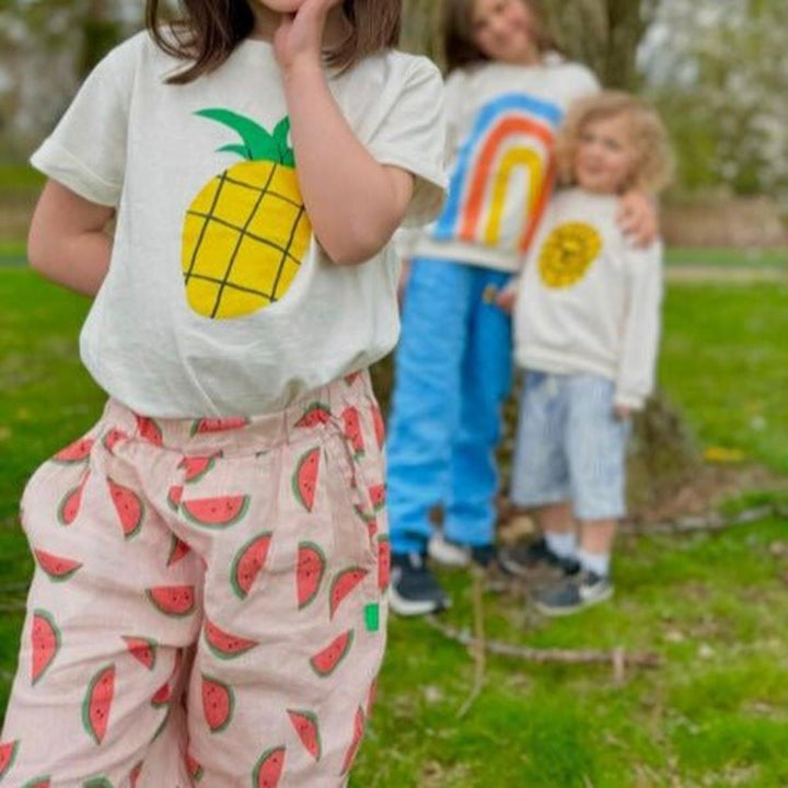 Recycled Cotton Pineapple Kid T-shirt - Natural/multi