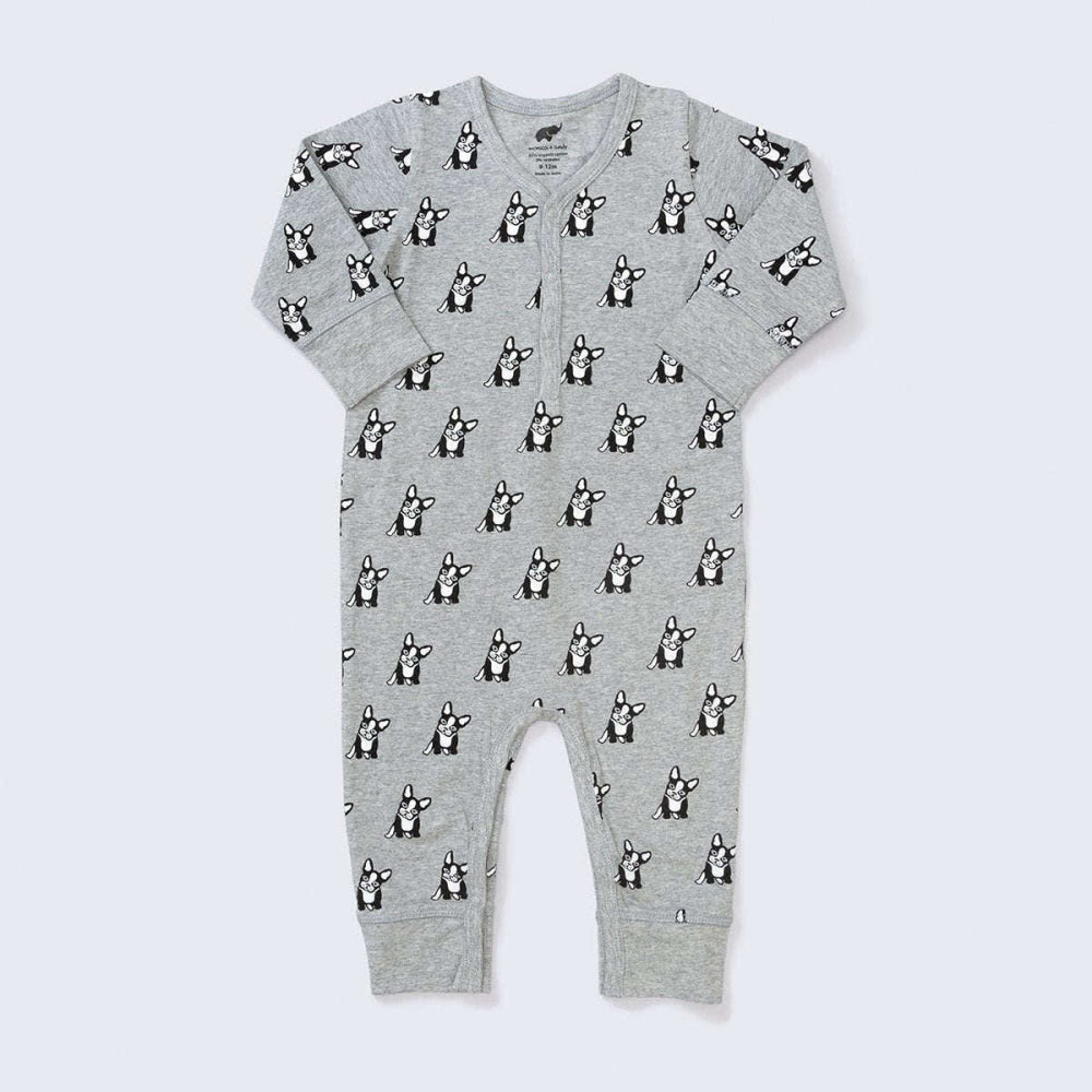 Out and About Romper - Top Dog On Grey - Onesie