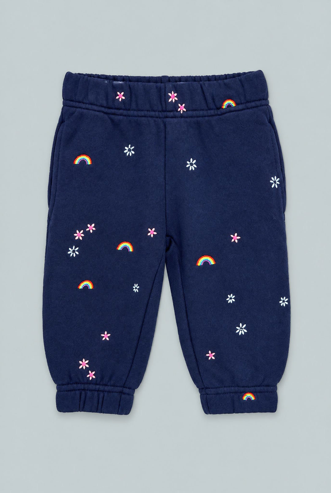 Sweatpants With Rainbow Embroidery - Navy