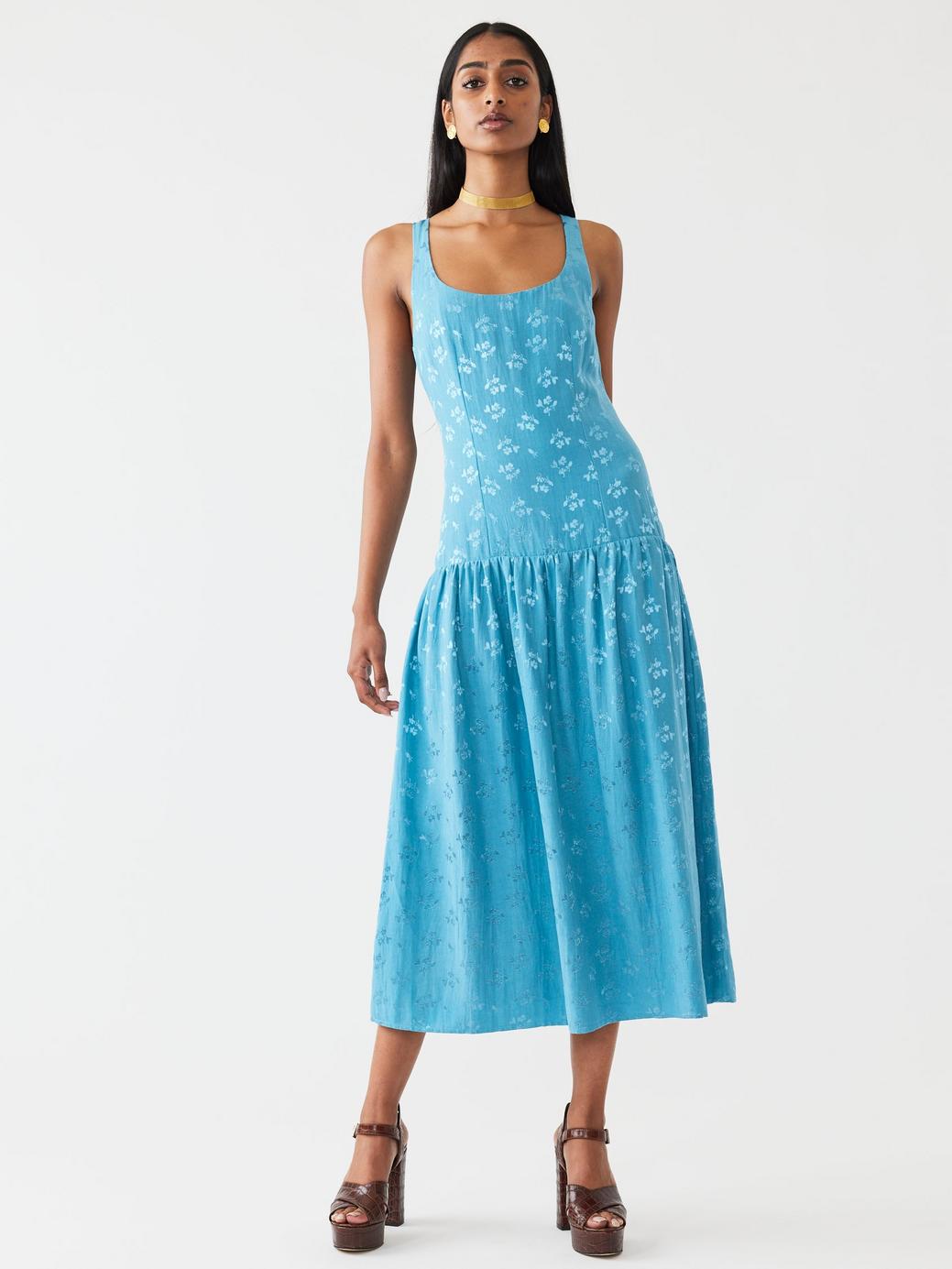 Ella Dress - Frozen Blue Bouquet - FINAL SALE