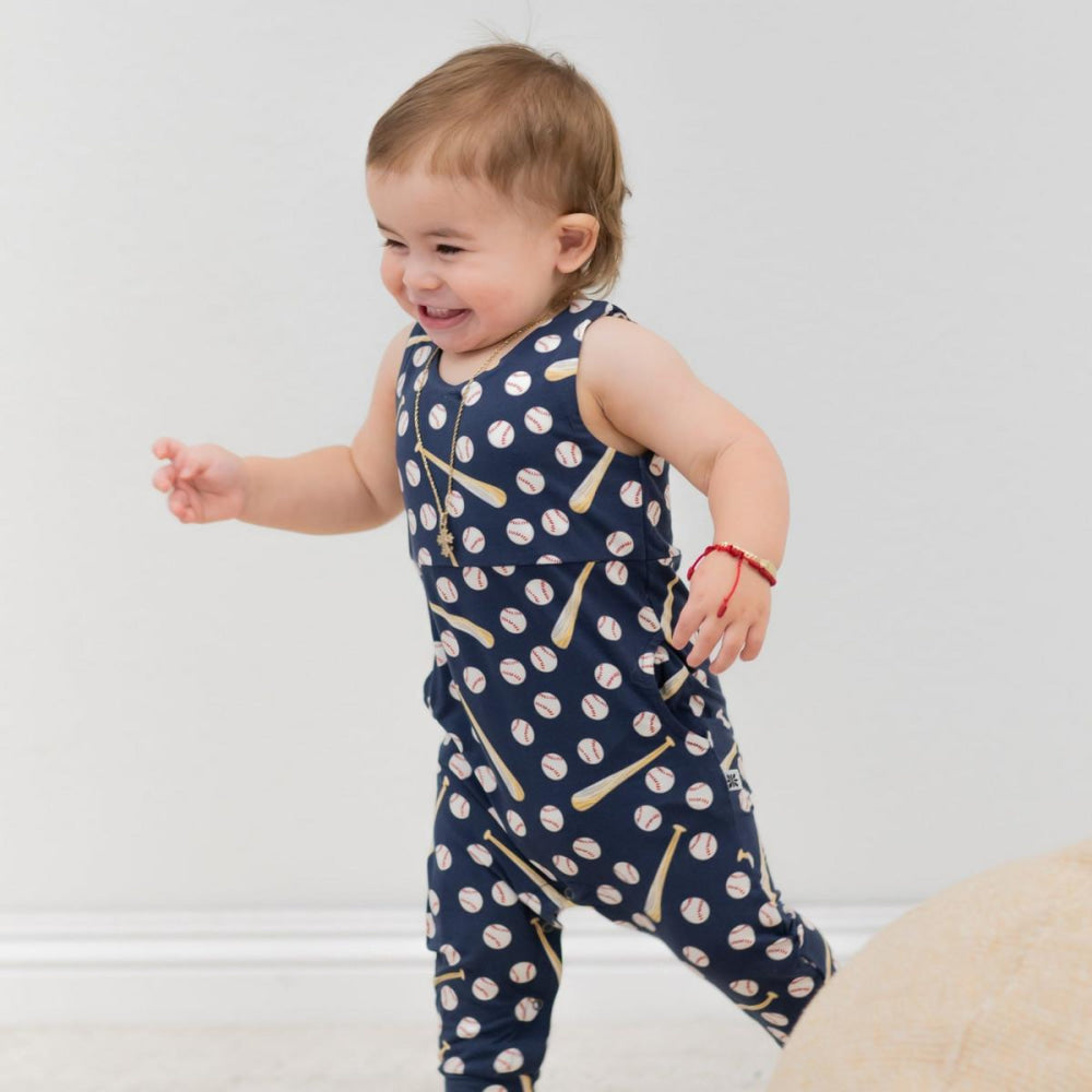 Overall - Little Slugger Navy - Romper