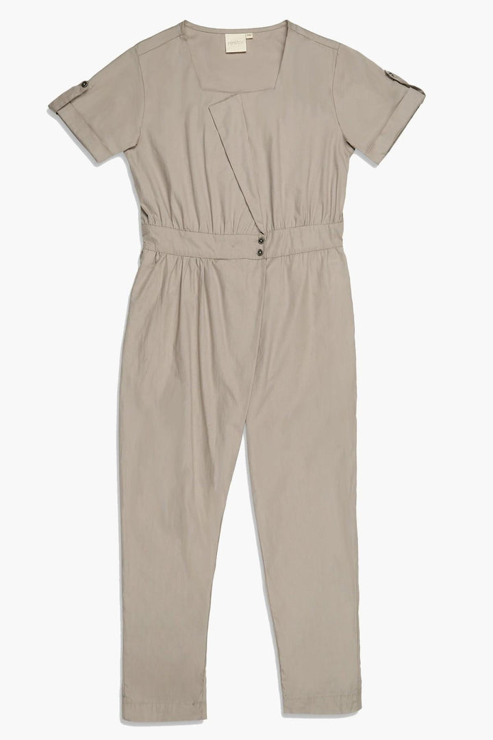 Overlap Jumpsuit - Poplin Ecru - Jumpsuit