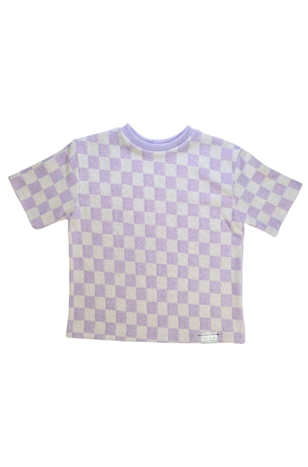 Oversize T-Shirt - Lavender Macaron Checkered Terry - T-shirt