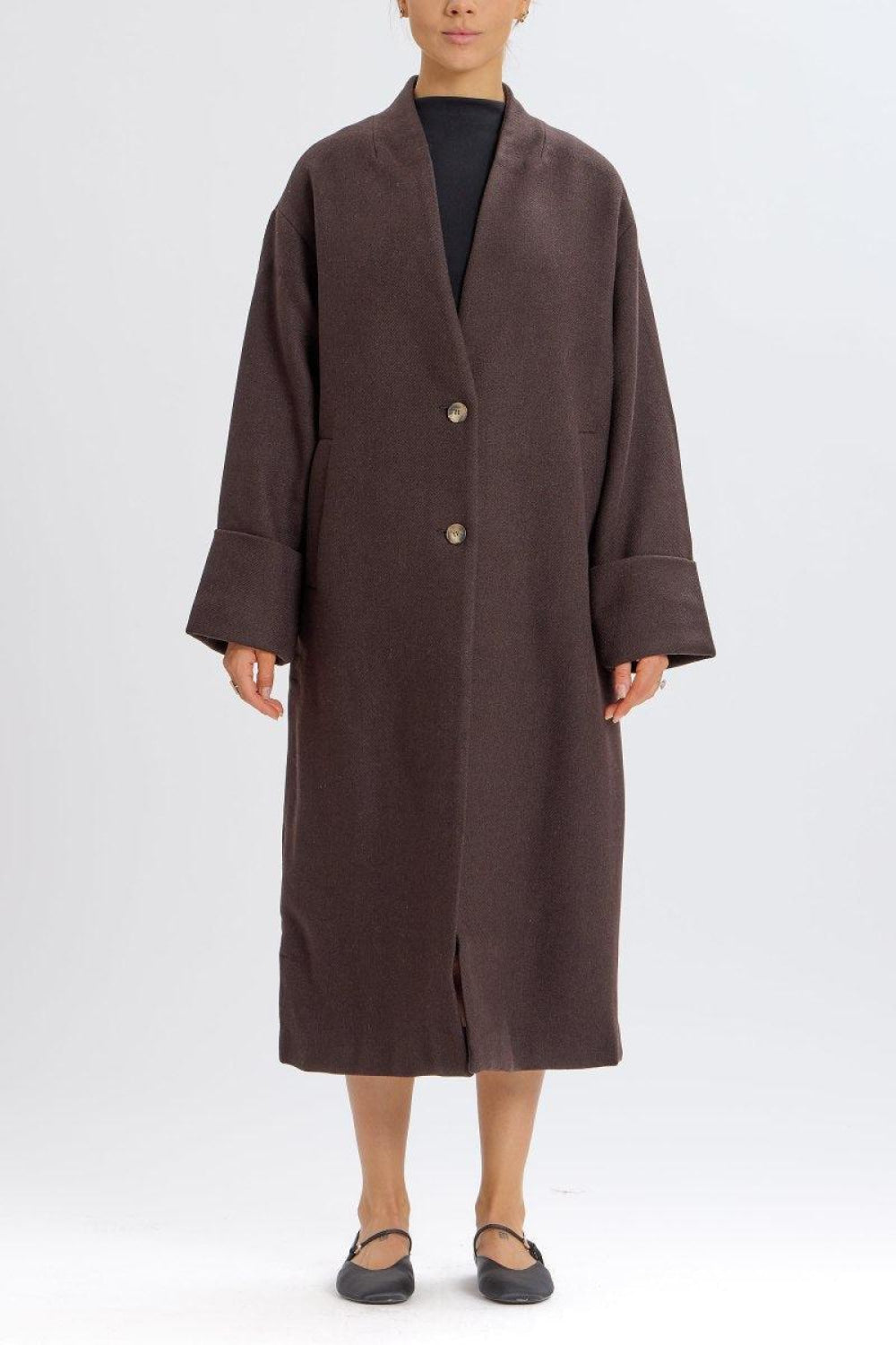Oversized Coat - Brown - Coat